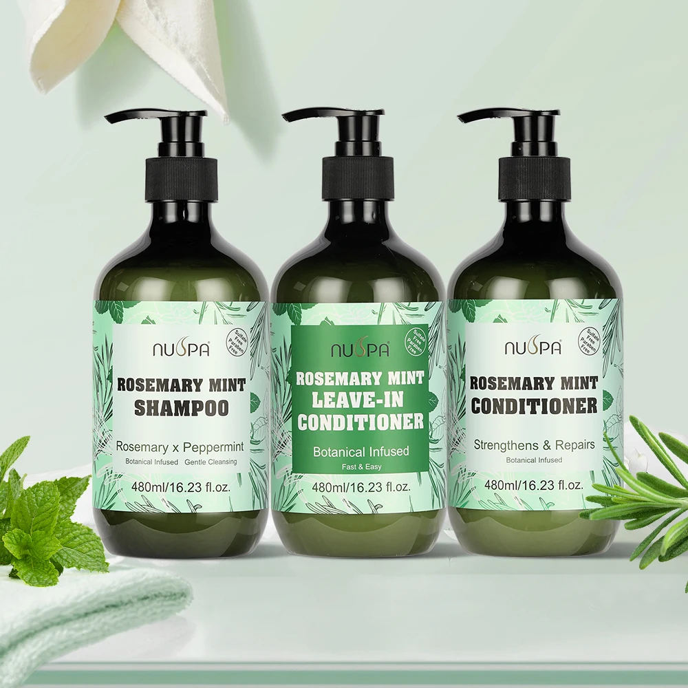 Nuspa Wholesale Paraben Free Natural Rosemary Mint Hair Care Remove Oil Anti Scalp Itchy Hair Shampoo
