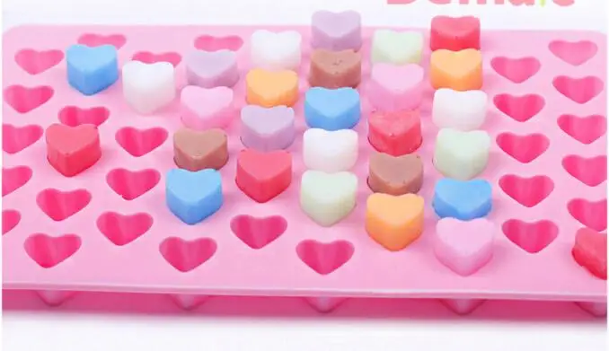 55 Cavity Loving Heart Shape Silicone Decorating Craft Mold for Cake Cupcake Fondant Chocolate Jello Candy Biscuit and Soap Mold