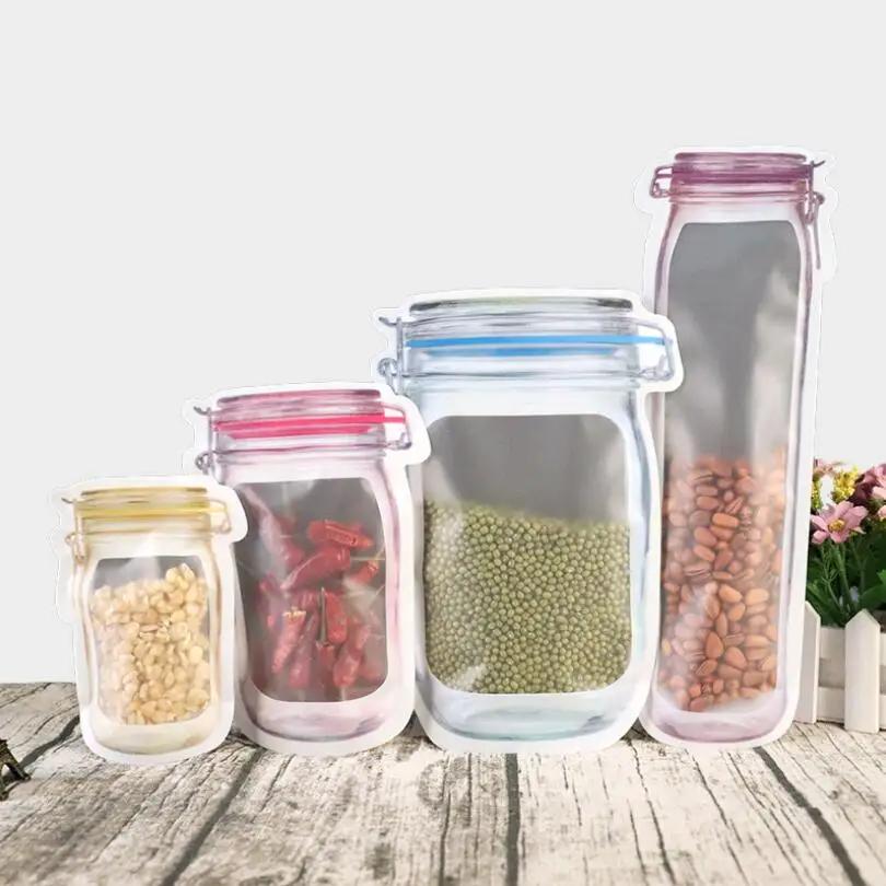 Многофункциональный дизайн пластик Resealable Ziplock в форме бутылки стоьте вверх мешок упаковки дой-Пак пищевые закуски для хранения стеклянная банка с завинчивающейся