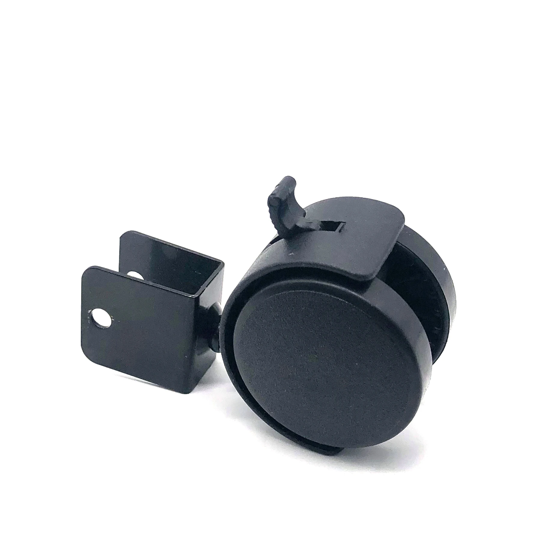 50mm Plastic Black Caster 2 Inch Twin Wheel Swivel Furniture Castor With U-Plate With Brake