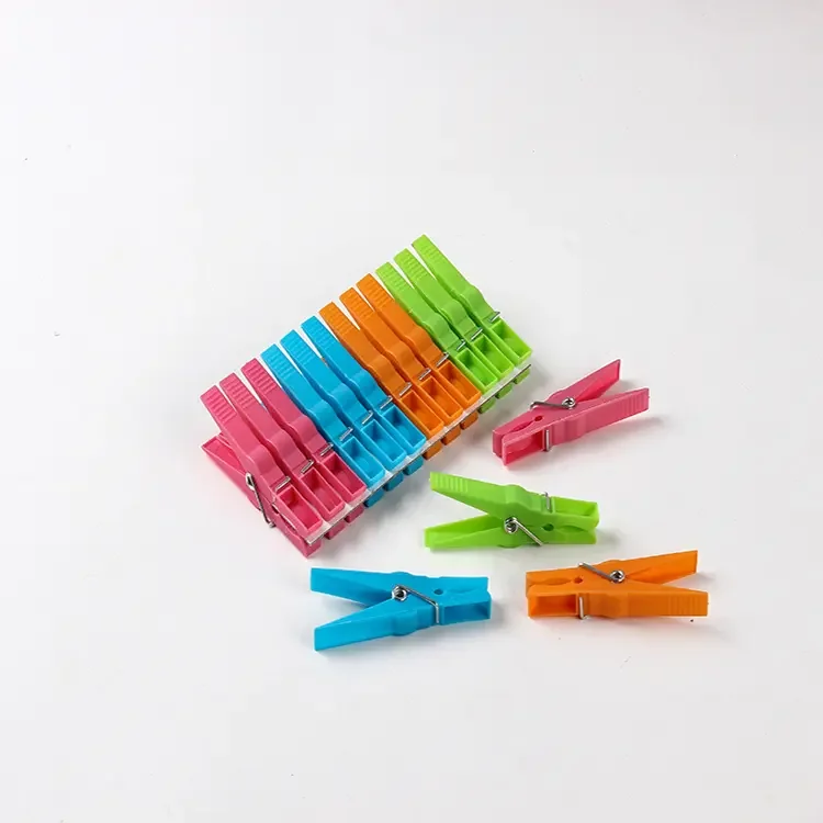 8.0cm long 24pcs/bag Plastic Clothespin Hot Selling regular plastic clothes pegs laundry sock clips for clothes