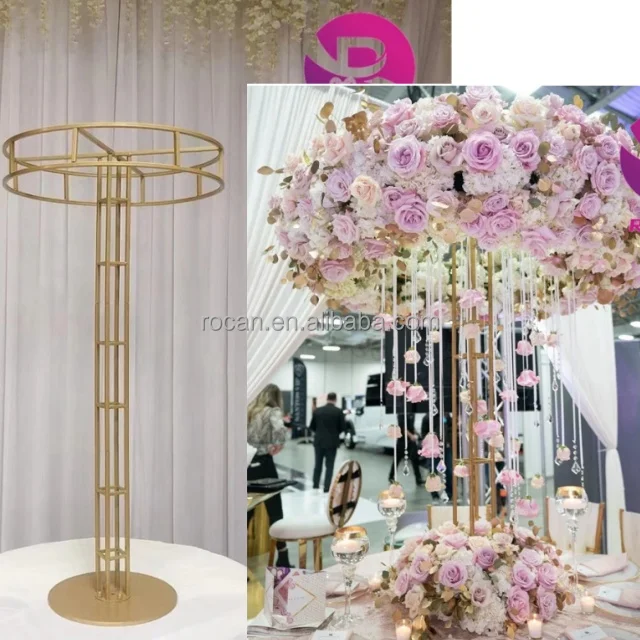 Gold Wedding Supplies Tall Flower Vase Table Centerpieces Flower Stand for Wedding Centerpieces Decoration
