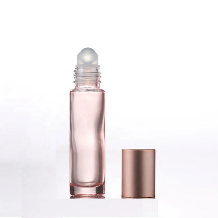 Beautiful Cosmetic Essential Oil Perfume Container Rose Gold 10ml  Glass Roll On Bottle With Aluminium Lid