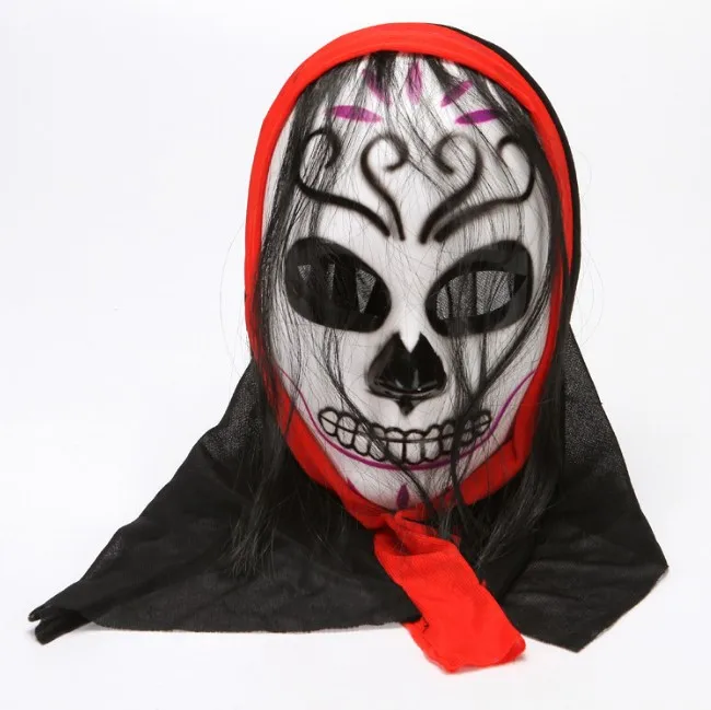 Full Face Unisex Plastic Grimace Grisly Halloween Masks with Fabric and Gauze  Ghost Day role-playing  Mask