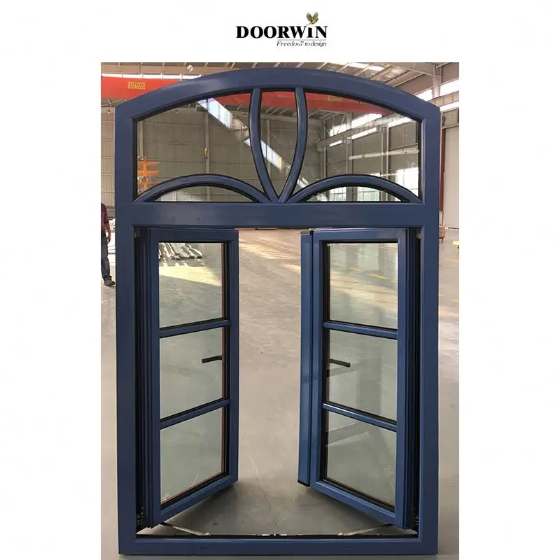 15 DAYS fast shipping Wood Aluminum Arched top wrought iron french double front entry doors iron exterior entrance doors