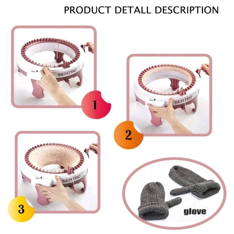Plastic loom knitting set 40 needles smart round knitting looms kit kids DIY tool knitting machine