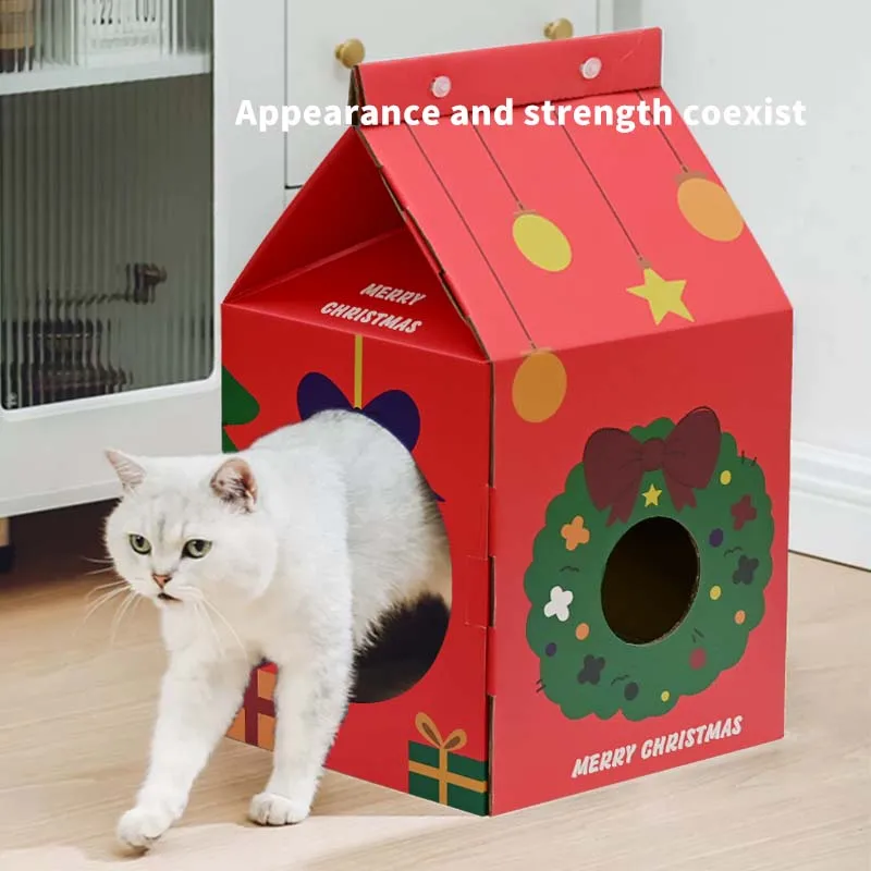 Factory wholesale price support customised interior decoration cardboard milk houses for cats