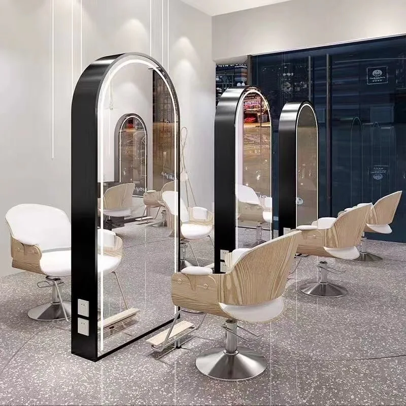 Desktop Beauty Led Light Illuminated Haircut Salon Mirror For Barber Shop