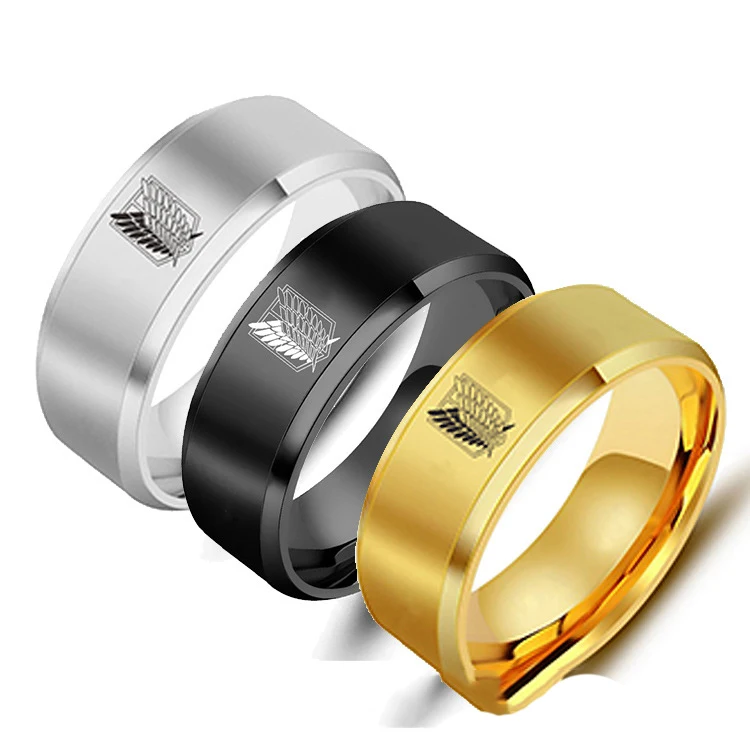 5 видов цветов Обувь для косплея по аниме «атака на Титанов» черного и серебристого цвета из нержавеющей стали кольцо Wings Of Liberty флаг кольца, ювелирные изделия для мужчин и женщин, любителей аниме