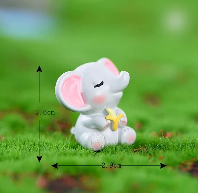 6 Pcs Mini Elephant Animal Figures Toy Cake Toppers,Miniature Elephant Figurines Fairy Garden Landscape Ornament Decoration Gift