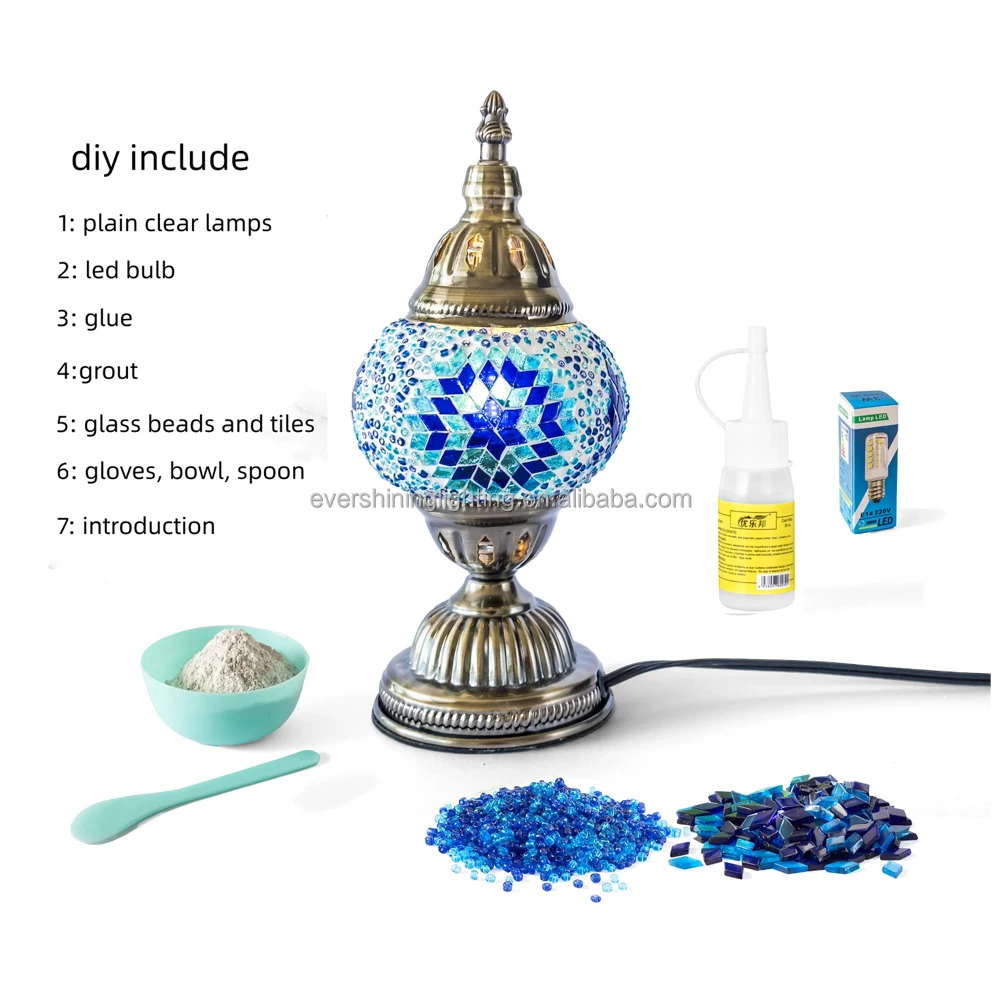 Marrakech Handmade Glass Turkish Mosaic Lamp Kit DIY Mosaic Table Lamp Home Craft Kit