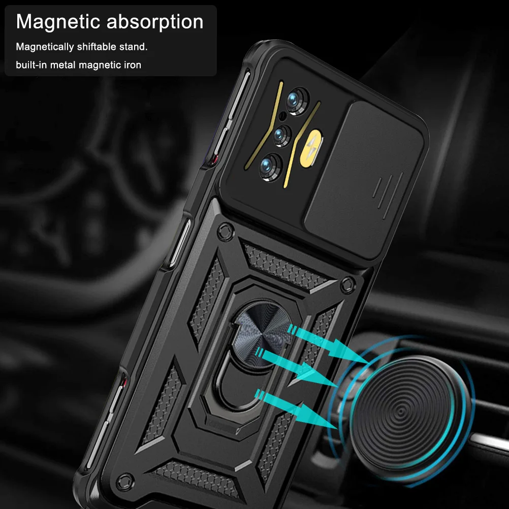 Hybrid Armor for Xiaomi Poco Phone Case Camera Protection Case for Poco F4 GT F3 GT X3 NFC X4 Pro 5G M4 Pro M3 Ring Stand Cases