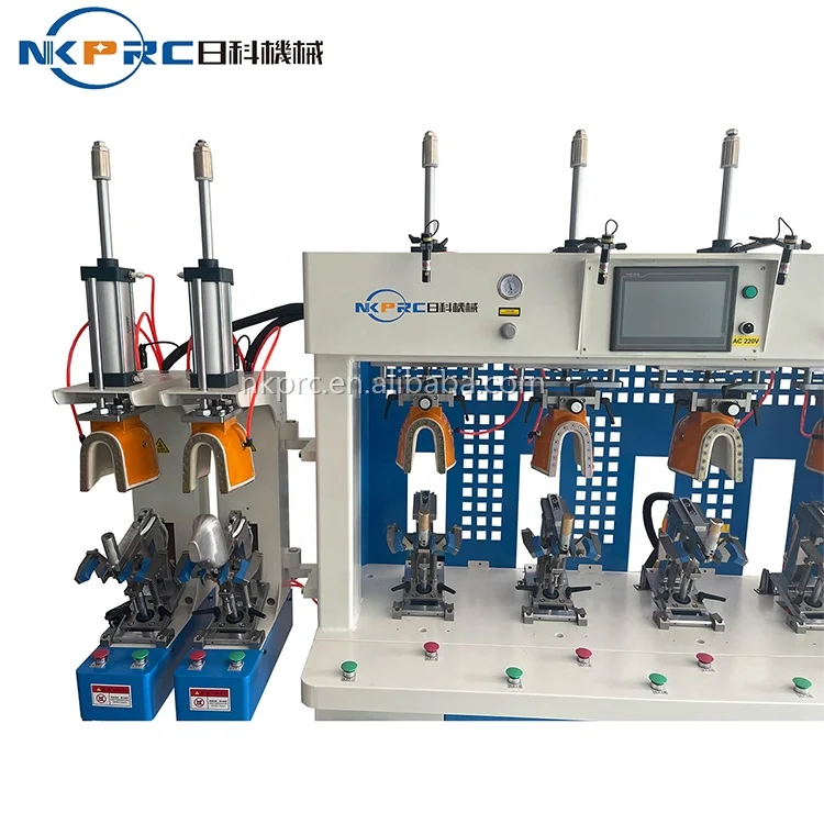PLC Four Cold And Four Heat Station Computerized Shoe Heel Molding Machine Back Part Shaping Machine With Gasbag For Shoe Making