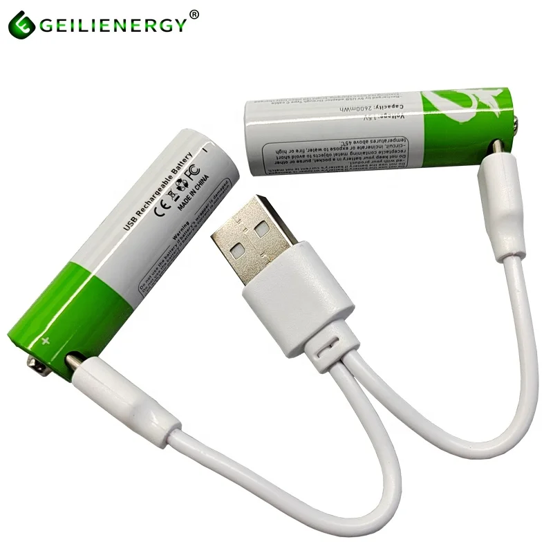 hot sell 1.5v AA batteries With type c charging cable usb rechargeable batteries