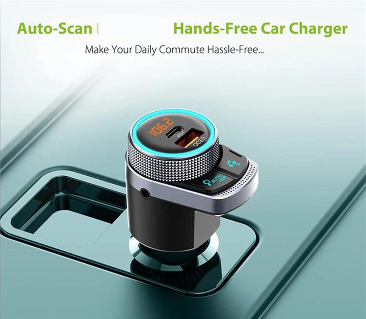 FM Transmitter Auto Scan FM USB QC3.0 PD Type C Fast Charging Car Charger Wireless 5.0 Handsfree Car FM Modulator
