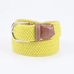Custom Unisex Men Casual Knitted Fabric Woven Braided Elastic Stretch Belt for Women Jeans Multi-color