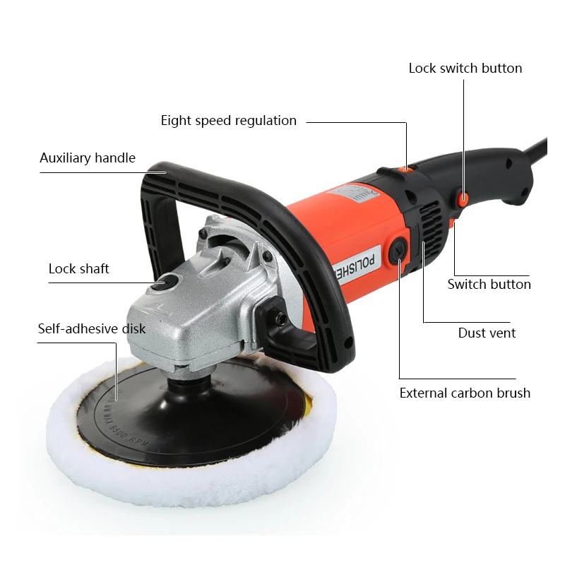 1400W Dual Action Mini Car Polisher Machine 180mm Orbital Car Polisher Machine For Car Detailing And Polishing