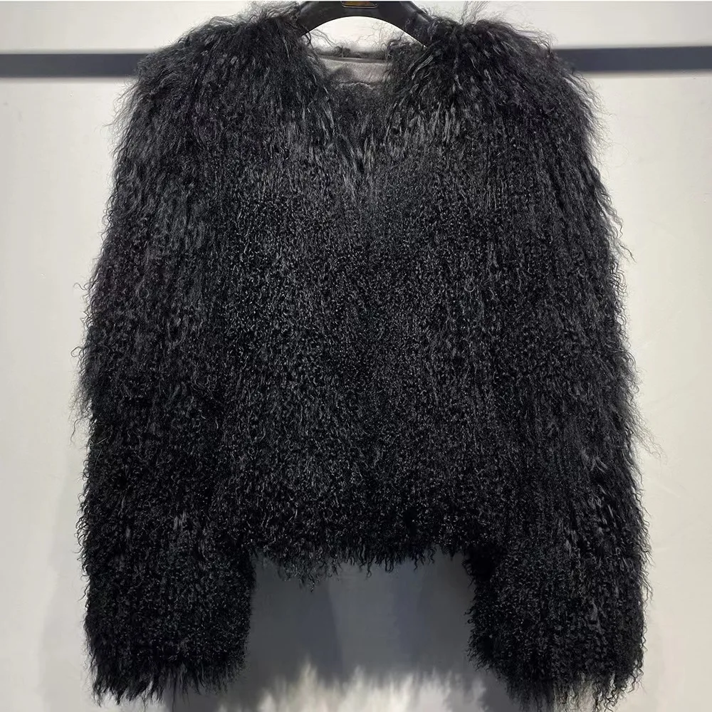Fashion Design fur  Jacket  Real Mongolian Lamb Fur Coat  women  lamb fur  short coats