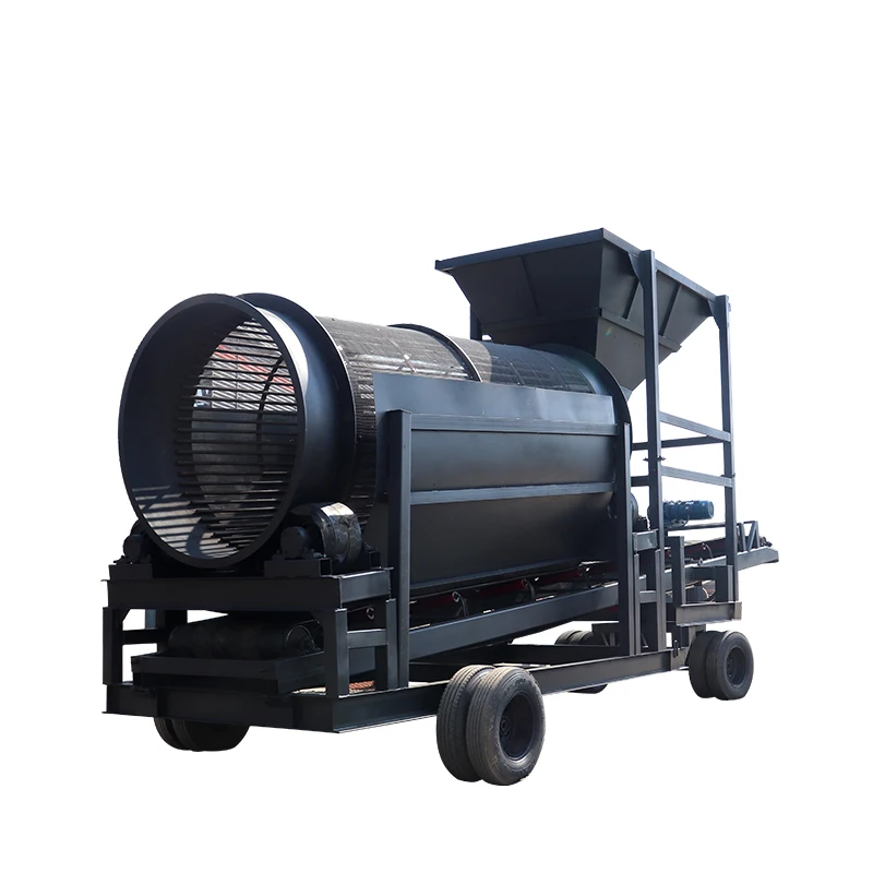 Drum Screen Wheeled Mobile Sawdust Wood Chips Refuse Compost Drum Screen Machine Hot Sale