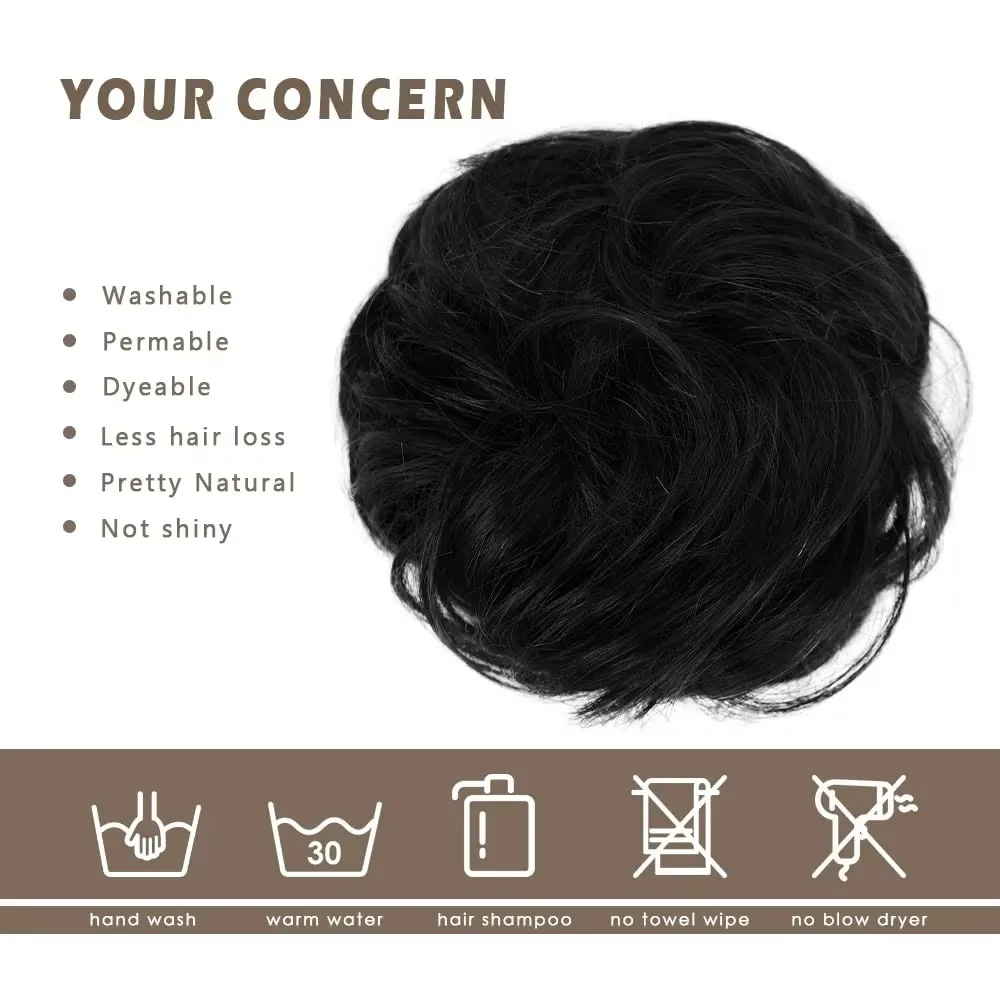 Circle Elastic Hair Bands for Women and Girls Messy Curly Synthetic Hair Scrunchies Rubber Band Hair Bun Hairpieces