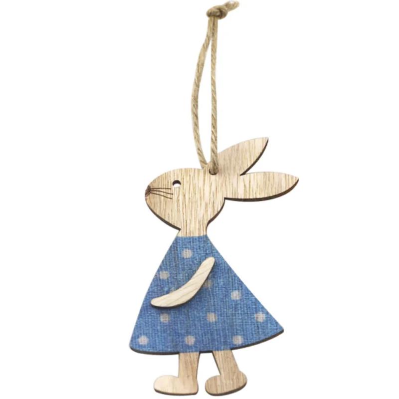 Cheap! 4pcs Cute Hanging Tags Pendants Easter Rabbit Wooden Decorations Bunny Toys Gifts Ornaments DIY Crafts