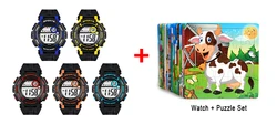 China Cheap Waterproof Sport Digital Watch Give Away 20 Piece Wooden Jigsaw Puzzles Kids Educational Toys for Children Gift Set