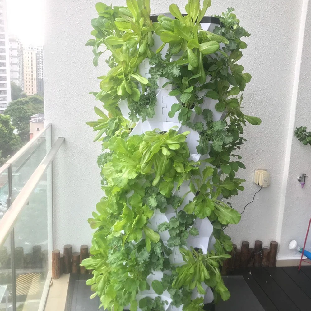 High productivity garden tower with vertical hydroponic system