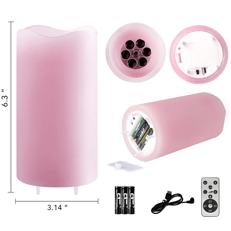 KSWING Valentine Day gift home decoration flamessless candle pink candle night light indoor projector light