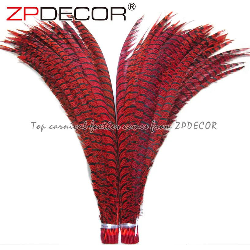  Ведущий поставщик ZPDECOR оптовая продажа 80-90 см окрашенное длинное женское перо в виде зебры фазаньского хвоста для карнавальных