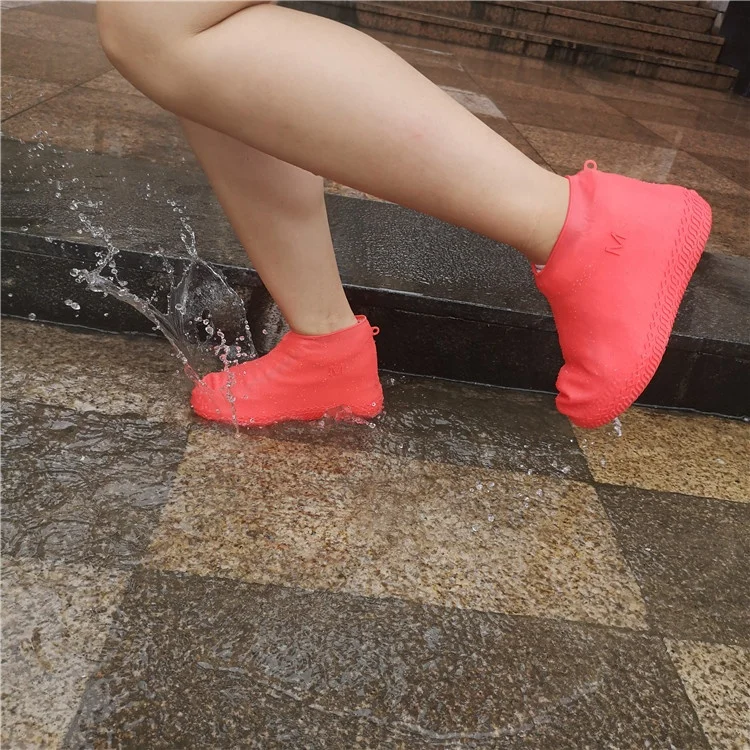 Foldable Hot Sell silicone shoe cover Short Silicone Ankle Bootie Customized pvc rain boots red