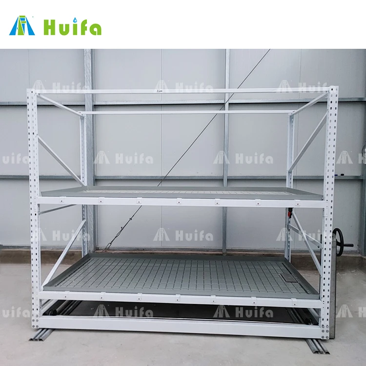 Huifa High Quality Vertical Grow Rack Greenhouse Hydroponic System Rolling Bench Indoor Farming Mobile Plant Grow Rack System