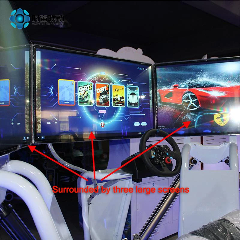 Vr motion sзондирование гоночный трехэкранный шестиосевой игровой симулятор Большой развлекательный датчик движения vr игровая консоль оборудование
