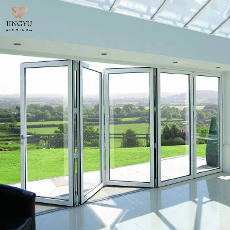 Hurricane-Proof 1800 X 2100 Bifold Door Durable Aluminum Accordion Patio Folding Door Glass