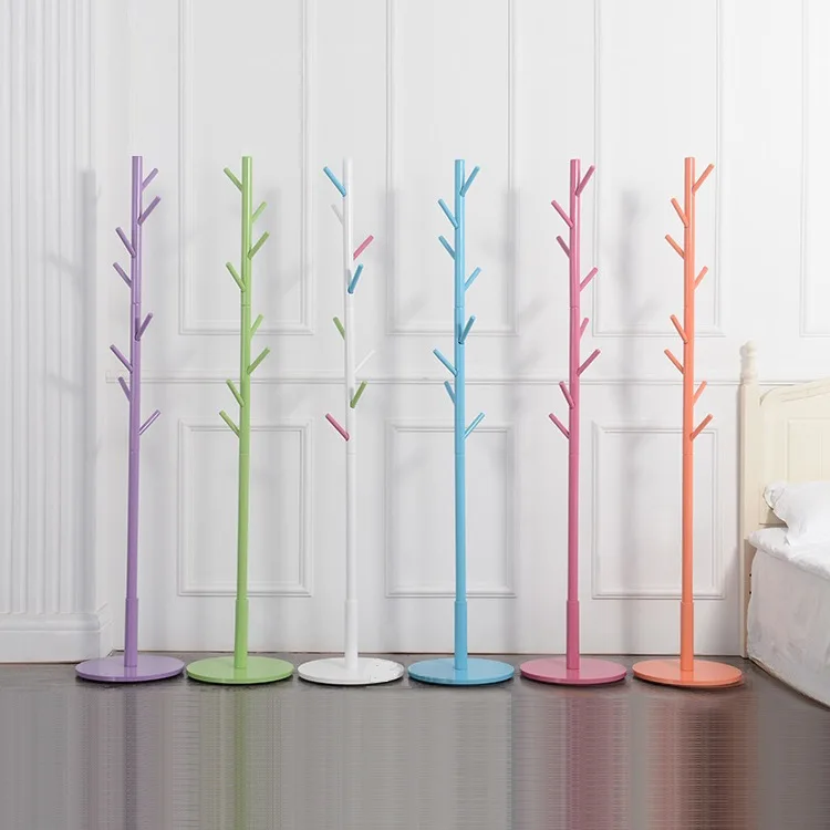 Bamboo Wooden Coat Rack Clothes Stand Garment Hanger with 8 Hooks Shelves for Hats Scarves Handbags