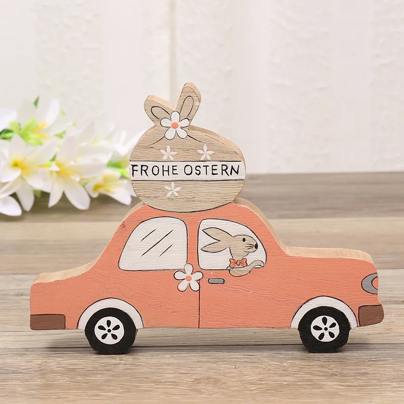 Modern style lovely easter accessories shop window desktop ornament wooden decoration craft Easter bunny car festival supplies