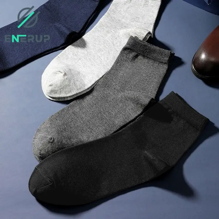 Enerup Cotton Black Women Custom Oem Business Customised Wholesale Calcetines Al Por Mayor Ankle Mens Dress Socks