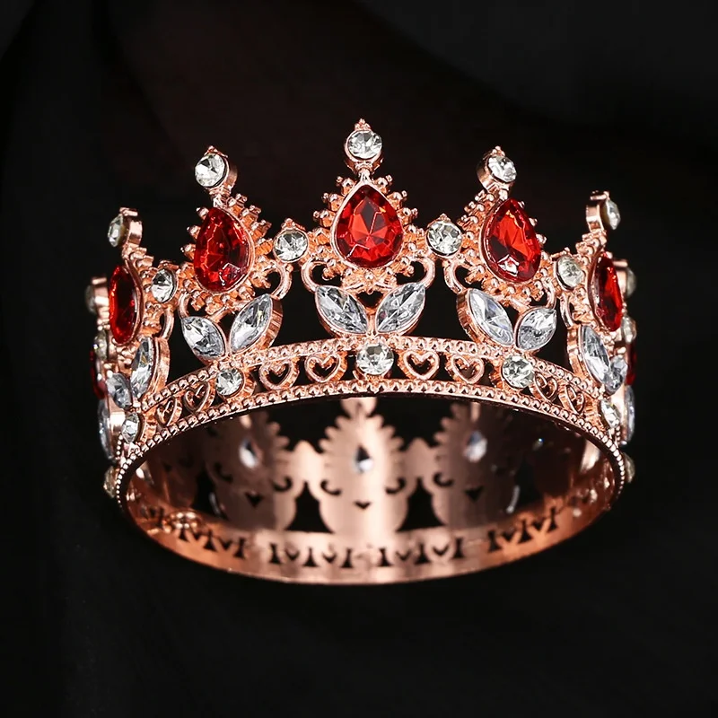 Baroque Queen Round Crown Baroque Tiaras and Crown for Women Girl Princess Crown Accessories for Christmas Wedding Prom