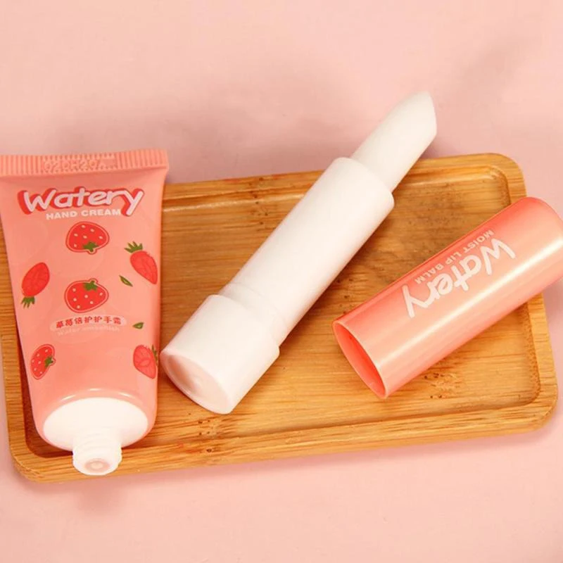 Organic Avocado Strawberry Peach Lip Balm Hand Cream Moisturizing Skin Care Gifts Set