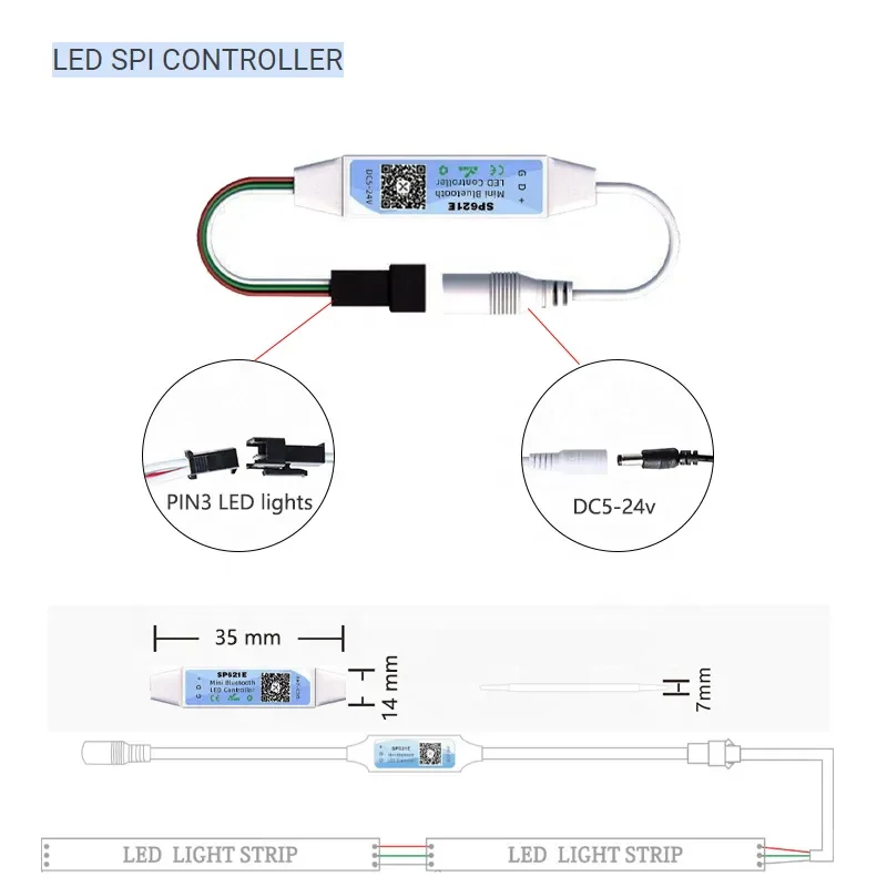Good quality sp621e Mini LED Blue tooth RGB Music Dimmer Controller for Addressable WS2811 WS2812B WS2813 led  strip lights