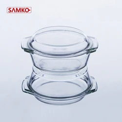 940ml Heat Resistant Glass Round Salad Bowl With Glass Lid For Family Use