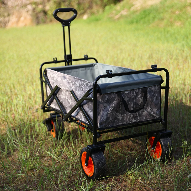 Folding Wagon Cart Portable Large Capacity Beach Camp Trolley Heavy Duty Utility Collapsible Wagon With All-Terrain Wheels