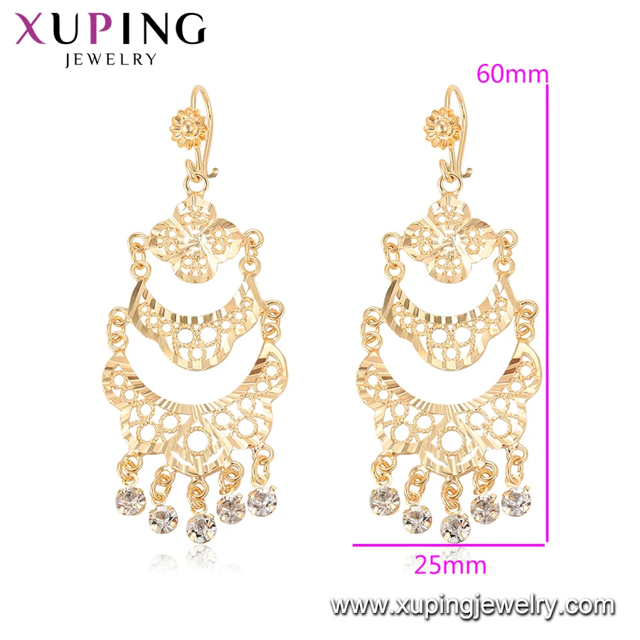 
99526 Xuping 24k gold plated Drop Dangle Earrings,Party Wear copper Fashion Jewelry big chandbali earrings with zircon 