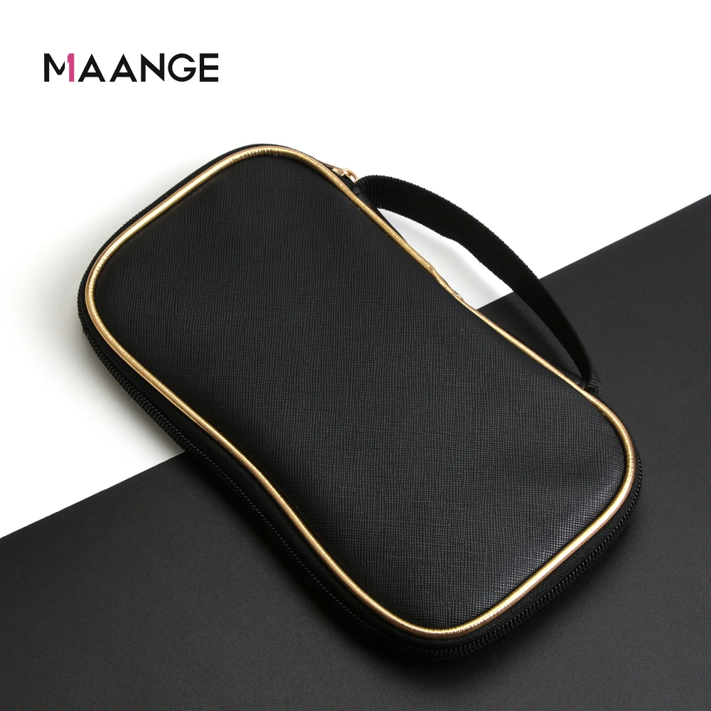 MAANGE Stand Up Makeup Brush travel  Organizer Storage Holder Handbag  Bags Zipper Waterproof  Black Nylon Makeup Cosmetic Bag