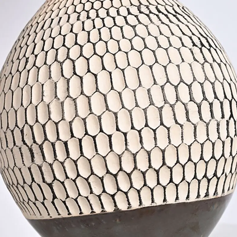 Wabi-sabi Pottery Moulded Honeycomb Living Room Bedroom Decorative Simple Retro Table Lamp
