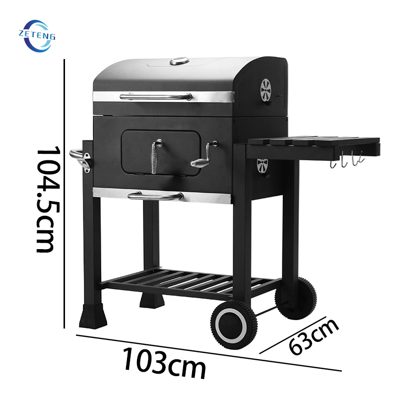 large backyard party Garden charcoal barbecue grill smoker camping outdoor kitchen cart bbq grills trolley with side table
