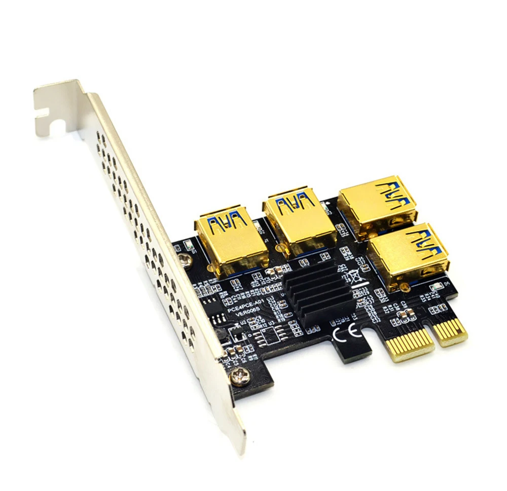 Карта расширения Gold PCIE PCI-E от 1 до 4 USB 3 0 усилитель концентратора X16 PCI Express 1X