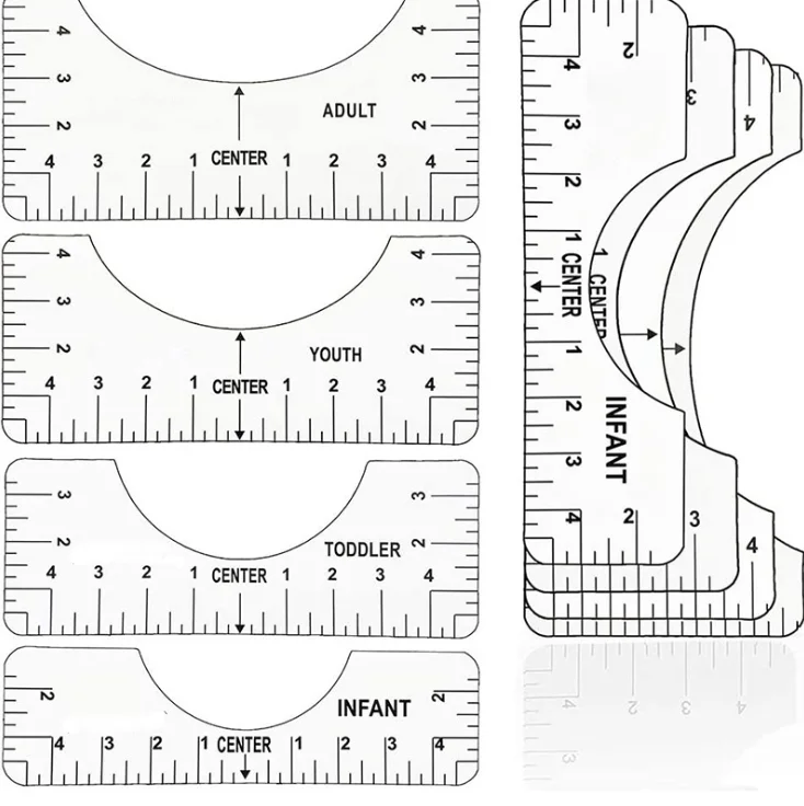 6 шт Прозрачная Футболка направляющей Линейки инструмент для выравнивания к центру футболки дизайнов способный преодолевать Броды взрослых Молодежные детей ясельного возраста