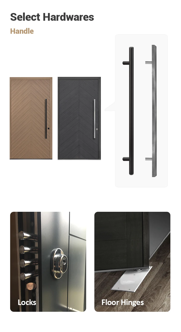 Prettywood Frameless Hidden Hinges  Flush Design Mahogany Solid Wooden Double Revolving Interior Pivot Door