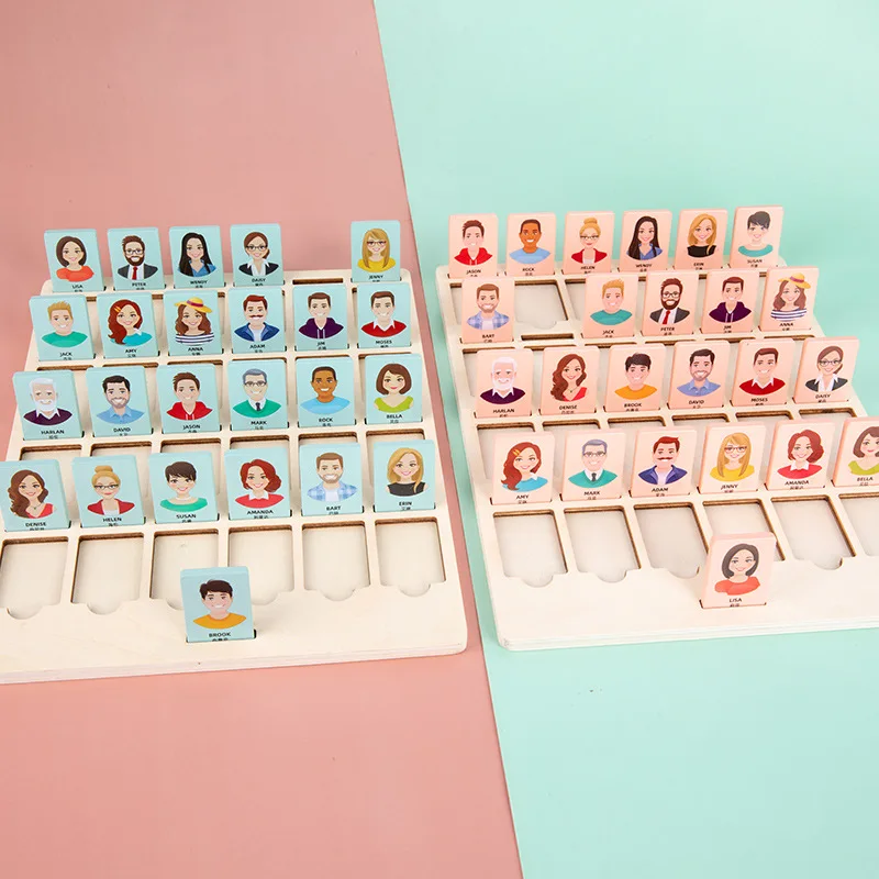 Educational Playing Wooden Who Is It Kid Family Party Board Game Intelligent Guess Who I Am Puzzle Board Game