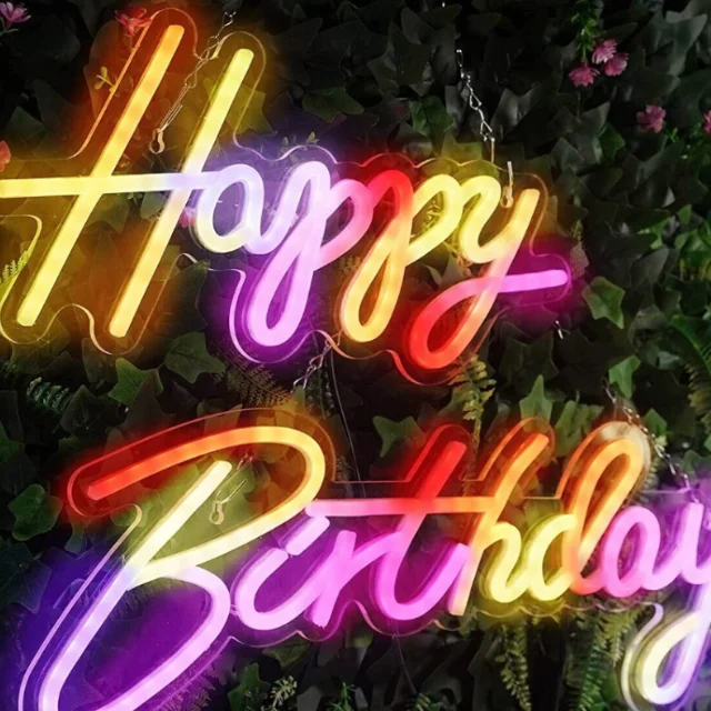 Happy Birthday Neon Full Colour RGB Color Changing Running Horse